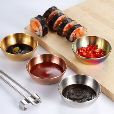 2/3/4pcs Stainless Steel Golden Silver Sauce Dish Appetizer