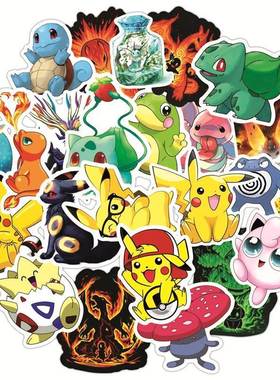 50pcs Pokemon Stickers Kawaii Pikachu Cartoons Anime GO Lap