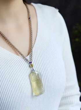 Natural topaz, patron saint of guanyin pendant safe brand