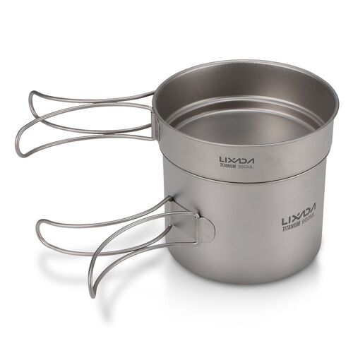 Lixada Ultralight Titanium Camping Pot Pan Cook Set Outdoor
