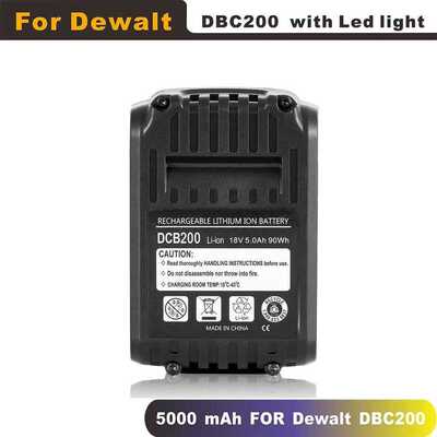 18V 5.0Ah DCB200 Replacement Li-ion Battery for DeWalt MAX X