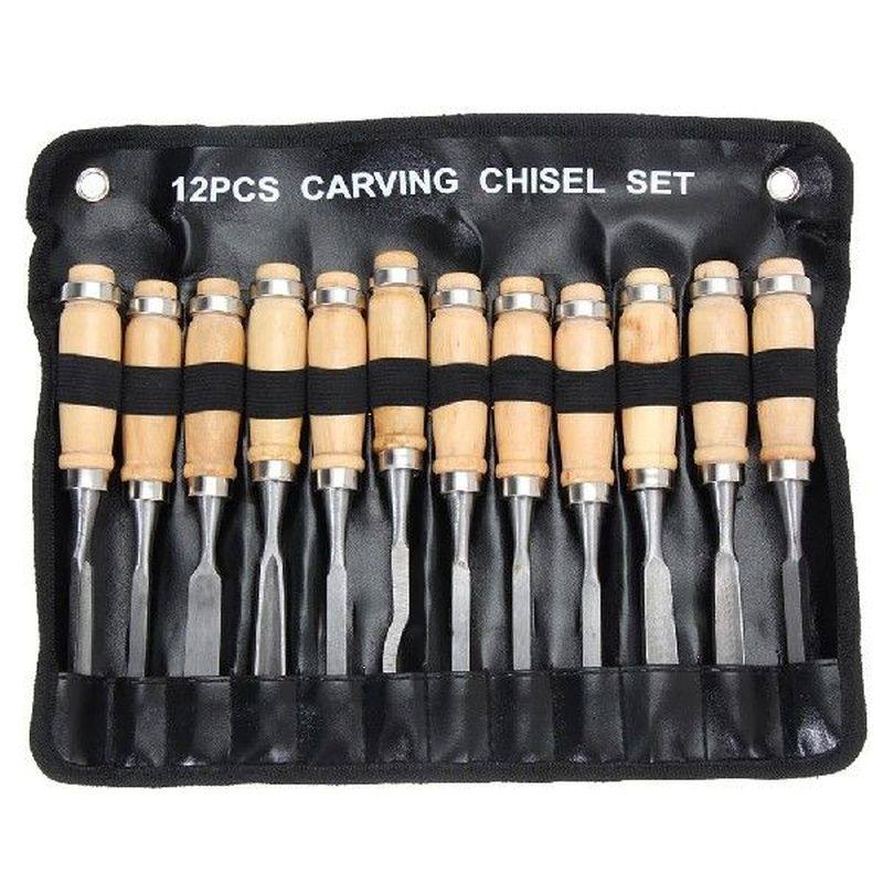 12pcs professional manual wood carving hand chisel tool set