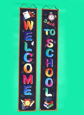 School Banner Welcome Backdoor Couplet Hanging Classroom
