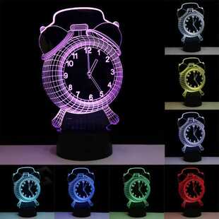 Alarm Clock Shape 3D Visual LED Night Lights for Kids 7 Colo