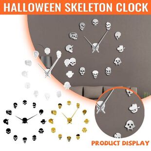 Halloween Jam Dinding Tengkorak Diy Besar dengan Efek