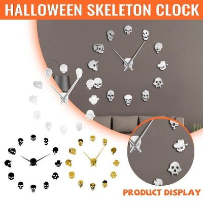 Halloween Jam Dinding Tengkorak Diy Besar dengan Efek