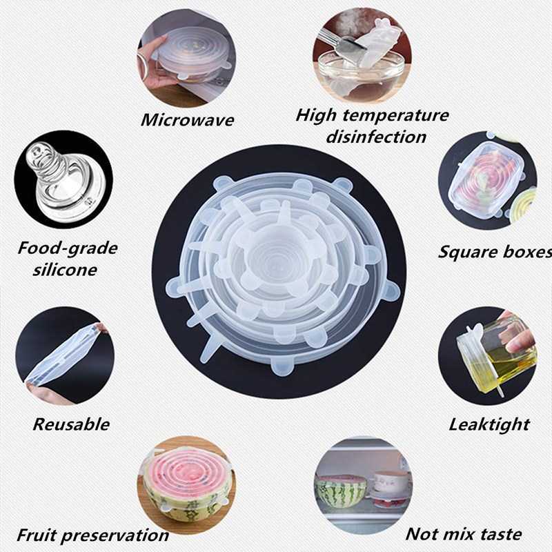 [6/12pcs] Silicone Stretch Lids Flexible Reusable Lids Food