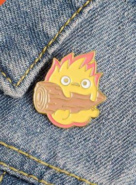 Calcifer Enamel Pin Custom Japanese Anime Brooches Fire Elf