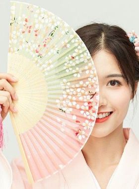 Vintage Personalized Bamboo Folding Hand Held Flower Fan