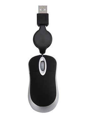 2PCS Mini USB Wired Mouse Retractable Cable Tiny Small Mouse