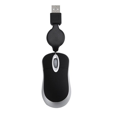 2PCS Mini USB Wired Mouse Retractable Cable Tiny Small Mouse