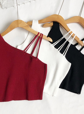 Heiar Women Plain Sexy Crop Tops Knitted Halter Tops Y2K Cam