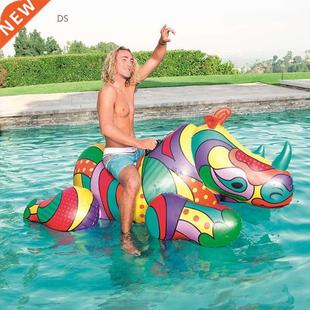 Giant Inflatable Ride on Rhino Pool Floats Full Printing Ani