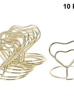 10pcs Heart Shape Place Memo Card Holder Wire Table Number H