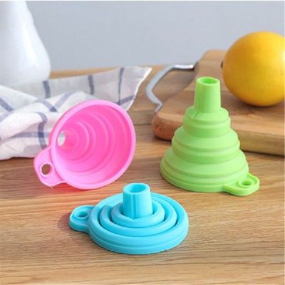 Protable Mini Silicone Foldable Funnels Collapsible Style Fu