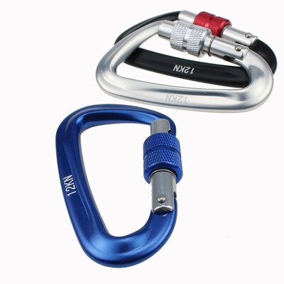 4Pcs Screw Lock D Shape Climbing Carabiner 12KN Multifunctio