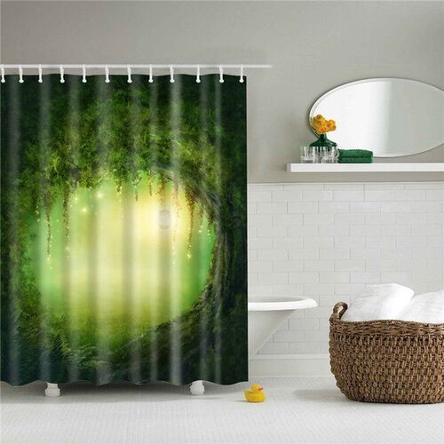 Shower Curtains Polyester-Fabric Forest-Trees Hooks-Accessor