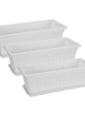 3 Packs 19.6 Inches White Flower Window Boxes Plastic