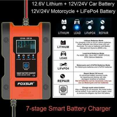 Car-Battery-Charger Pulse-Repair Lifepo4 Lithium Foxsur 12v