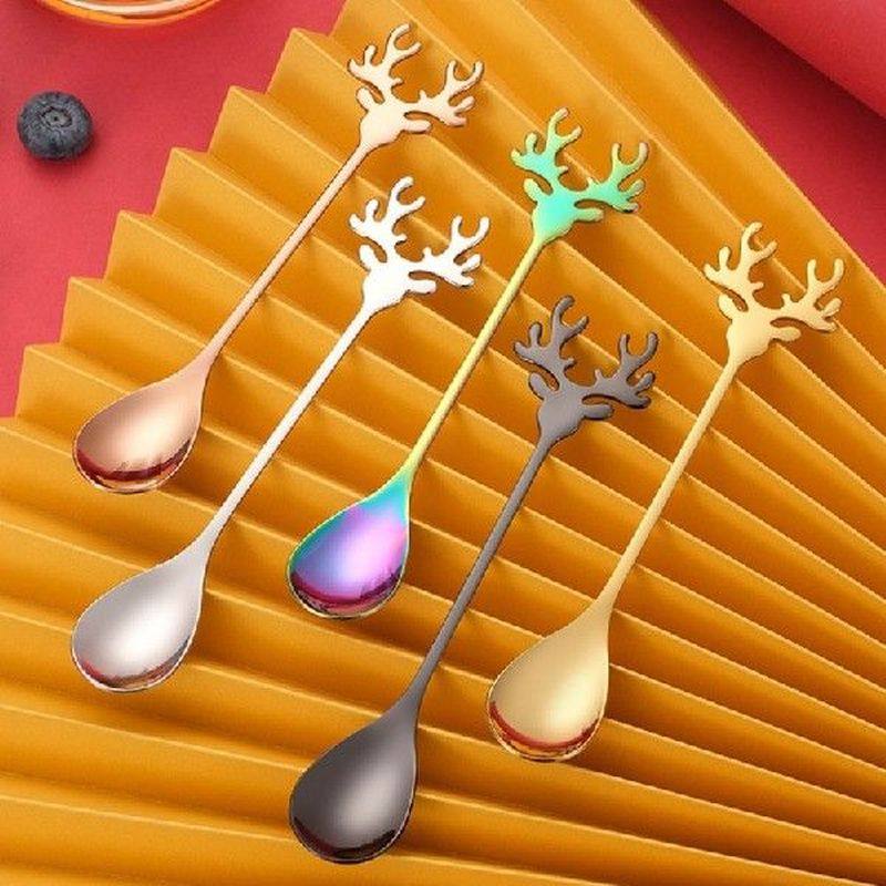 896a 5pcs stainless steel retro style stirring mixing sugar