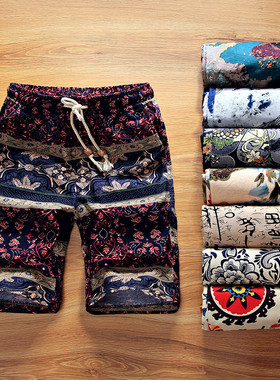 2022 Summer New Boutique Flower Cotton Linen Men's C