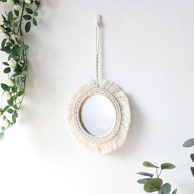 Decorative?Hanging Mirror?Woven Fringe?Elegant?Bohemia