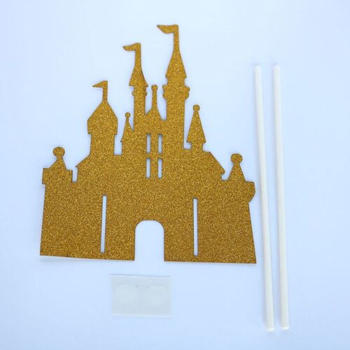 1pc Princess Castle Gold Silver Blue Purple Cake Topper Wedd