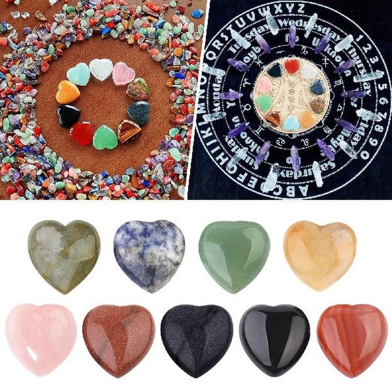 5Pcs Natural Quartz Heart Shape Crystal Reiki Minerals