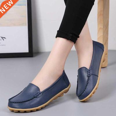 2022 Women Flats Ballet Shoes Woman Cut Out Leather Breathab
