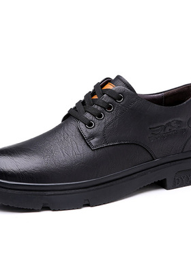 秋季休闲皮鞋男大码45厚底46加大号47真皮马丁工装靴男宽脚男鞋48