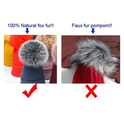 DIY Luxury Fur PomPom Natural Fox Hairball Hat Pom Pom
