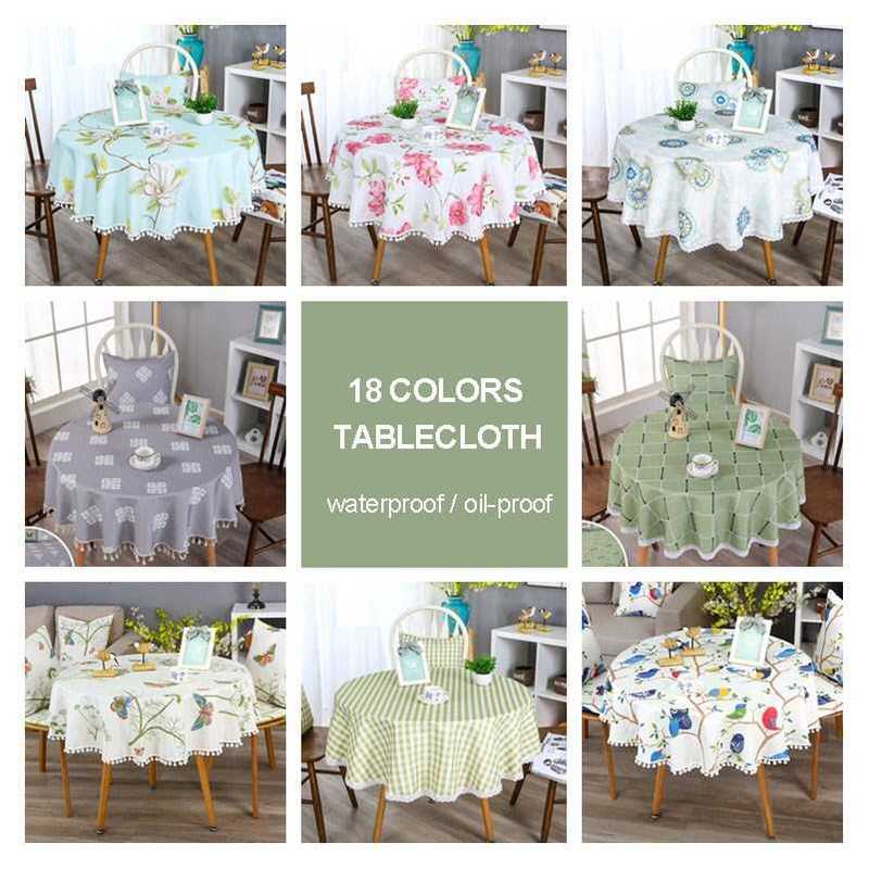 Korean Pastoral Lace Round Table Cloth Waterproof Table Cove