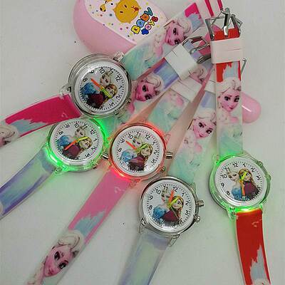 Watch-Band Electronic-Watch Printed Elsa-Color Girl Silicone