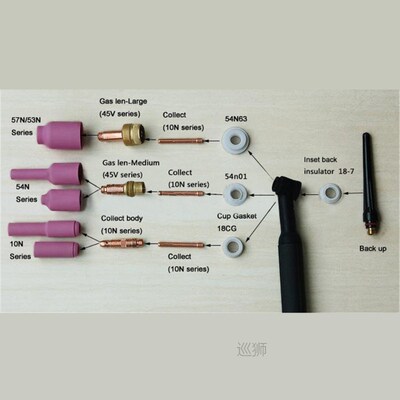 TIG Consumables Long Gas lens Alumina cup KIT Fit TIG Weldin