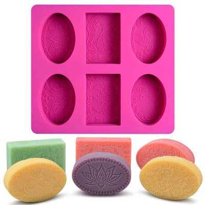 SILIKOLOVE 6 Cavity Rectangle Oval Silicone Soap Mold Handma