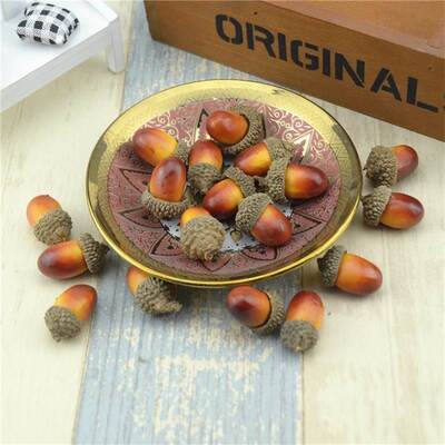 Cheap 20pcs 3cm Acorns Mini Artificial Fake Foam Fruits and