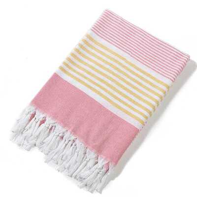 Cotton Large Turkish Pestemal Bath Towel with Tassels Trave