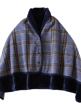 Double Layer Wearable Blanket Button Shawl Man Woman Wraps