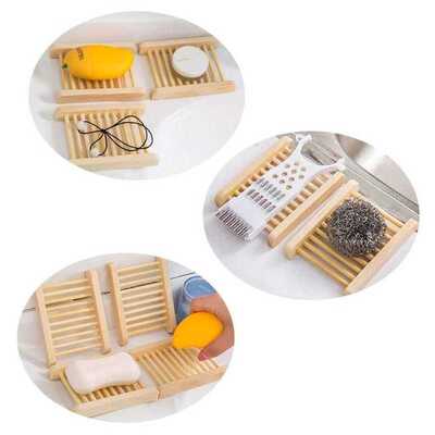 10 PCS Wooden Bamboo Soap Holder Dish Bathroom Shower Plate