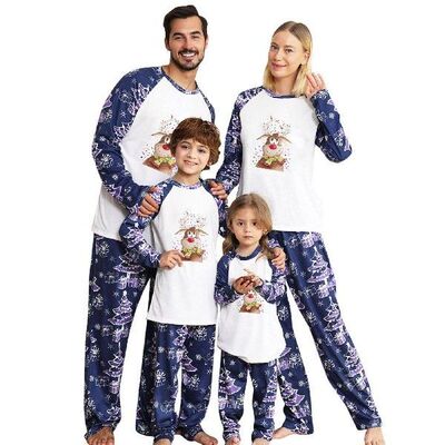 Christmas Family Pajamas Set Deer Print Pjs Plaid Long