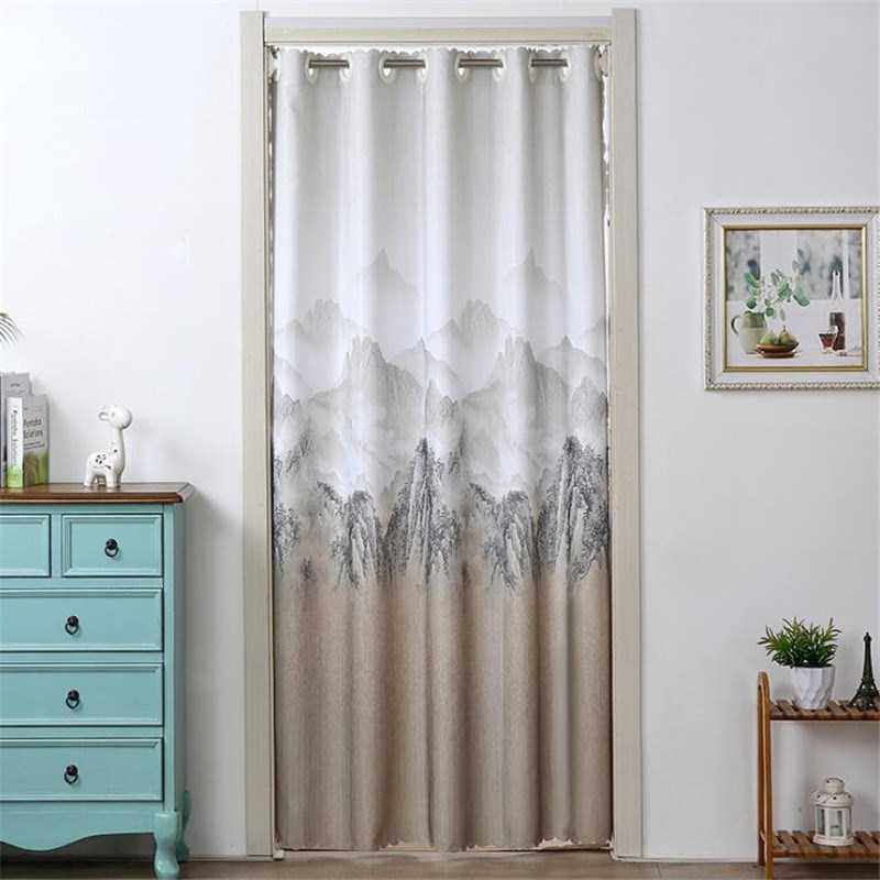modern blackout household door curtain landscape blue curtai