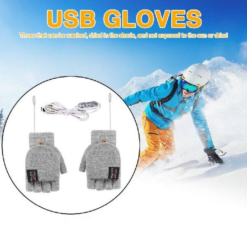 Electric Mitten Double Sided Heating Winter Half Knitted