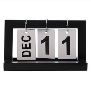 Vintage Wooden Perpetual Flip Desk Calendar Table Display