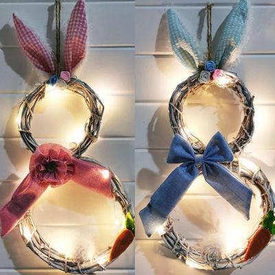 Easter Decoration Wreath Handmade Rattan Easter Rabbit