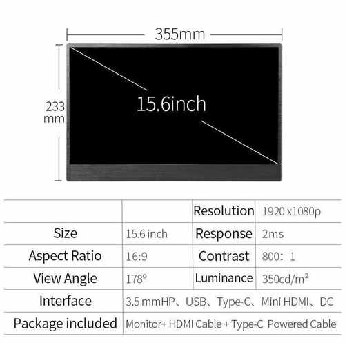 Portable monitor 15.6 inch touch screen pc IPS LCD Display 1