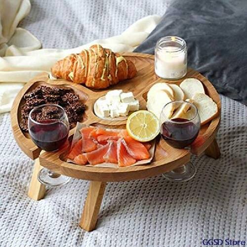 1pc 2 in 1 Wooden Folding Picnic Table Rack for Outdoor