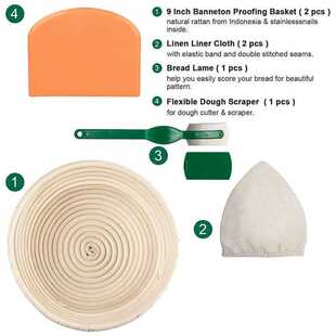 Round Bread Proofing Basket Baking Dough Rising Bowl 2 Set S