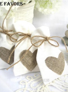 10x14cm White Linen Drawstring Bag Vintage Natural Burlap Gi