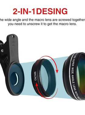 APEXEL 2in1 Lens 0.45X Wide Angle+12.5X Macro Lens Professio