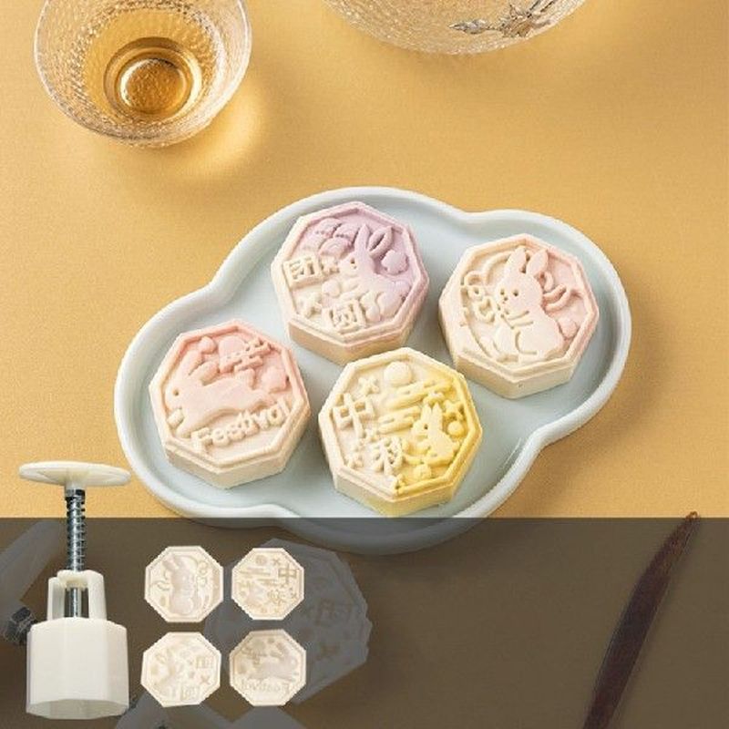 DIY 3D Mooncake Mold Set Animal Rabbit Pattern Shape Design